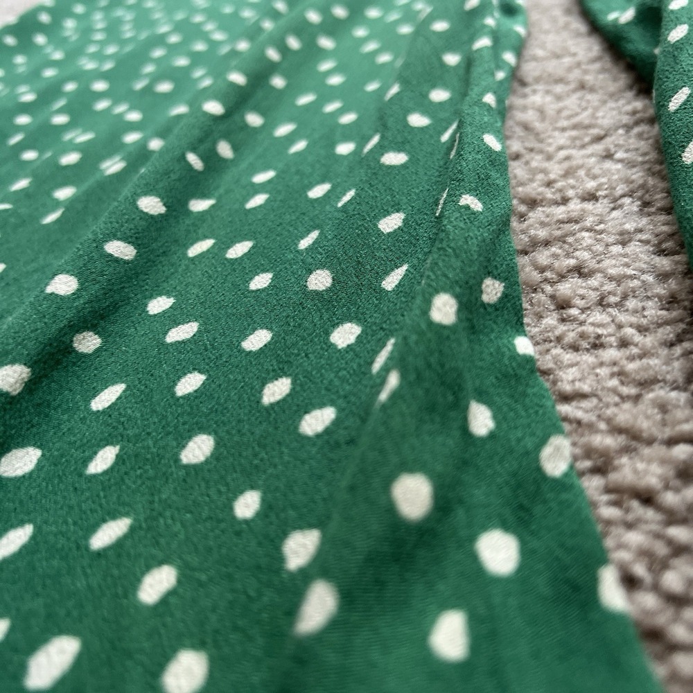 Mango Women's Short Sleeve Wide‎ Leg Polka Dot Jumpsuit Jungle Green Size XXS - Picture 13 of 13